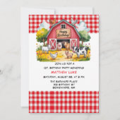 Invitation Barnyard Animals Boy 1st. Birthday Party (Devant)