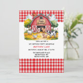 Invitation Barnyard Animals Boy 1st. Birthday Party (Debout devant)
