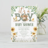 Invitation Barnyard Animaux Baby Boy Baby shower (Debout devant)