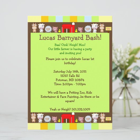 Invitation Barnyard Bash (Debout devant)