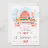 Invitation Barnyard Bash Farm Animaux 1er. Anniversaire Fête  (Devant)