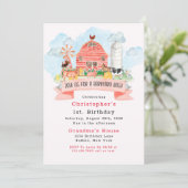 Invitation Barnyard Bash Farm Animaux 1er fête d'anniversaire (Debout devant)