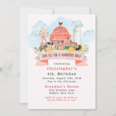 Invitation Barnyard Bash Farm Animaux 4e fête d'anniversaire (Devant)