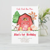 Invitation Barnyard Birthday Bash Watercolor Country Farm (Debout devant)