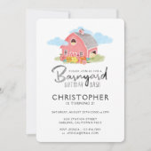Invitation Barnyard Birthday Bash Watercolor Country Farm (Devant)