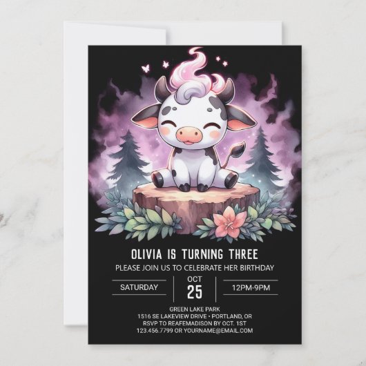 Invitation Barnyard Enfants Vache Anniversaire (Devant)