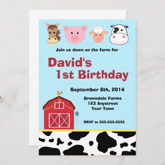 Invitation Barnyard Farm (Devant / Derrière)