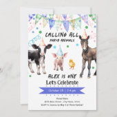 Invitation Barnyard Farm Animaux 1er anniversaire (Devant)