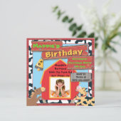 Invitation Barnyard Farm Animaux - Photo Insertion Fête d'ann (Debout devant)