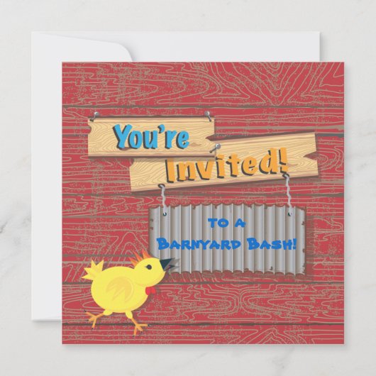 Invitation Barnyard Farm Animaux - Photo Insertion Fête d'ann (Dos)