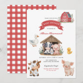 Invitation Barnyard Farm Cute Animaux Baby shower (Devant / Derrière)