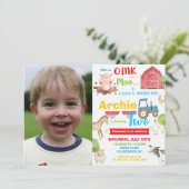 Invitation Barnyard fête d'anniversaire ferme animal 2 2e pho (Debout devant)