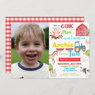 Invitation Barnyard fête d'anniversaire ferme animal 2 2e pho