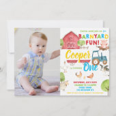 Invitation Barnyard Fun 1er Anniversaire Fête Animaux de ferm (Devant)