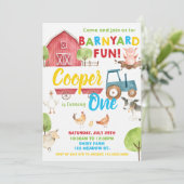 Invitation Barnyard Fun 1er anniversaire fête ferme Animaux B (Debout devant)