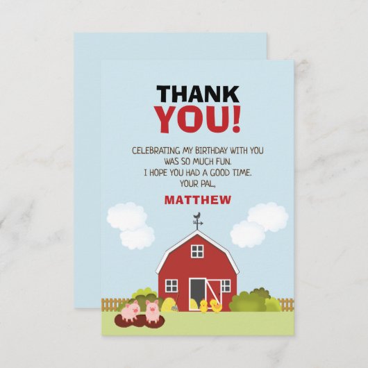 Invitation Barnyard Merci (Devant / Derrière)