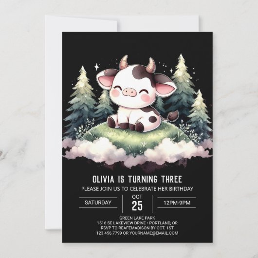 Invitation Barnyard Printable Vache Anniversaire (Devant)