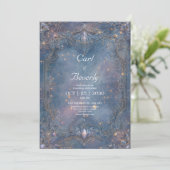 Invitation Baroque Céleste Bleu Or Pierre Précieuse Mariage (Debout devant)