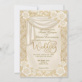 Invitation Baroque Cream Rose Faux Gold Foil Diamond Wedding (Devant)