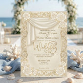 Invitation Baroque Cream Rose Faux Gold Foil Diamond Wedding