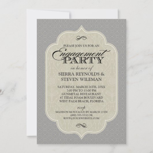 Invitation Baroque Damask Gunmetal Grey (Devant)