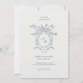 Invitation Baroque Elegant Crest Ornement minimaliste Mariage (Devant)