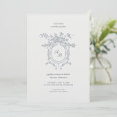 Invitation Baroque Elegant Crest Ornement minimaliste Mariage (Debout devant)
