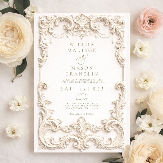 Invitation Baroque Elegant Ivory Wedding
