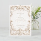 Invitation Baroque Elegant Ivory Wedding (Debout devant)