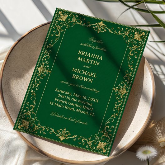 Invitation Baroque Émeraude Luxe Celtique
