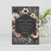 Invitation Baroque Fleurs Roses Mariage (Debout devant)
