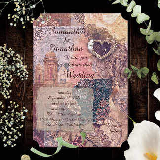 Invitation Baroque Lace and Rustic Mexican Romance Wedding