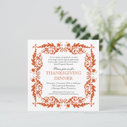 Invitation Baroque Leafy Frame (Debout devant)