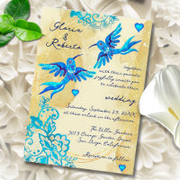Baroque Oiseaux-Mouches Bleus Mariage Mexicain Vin