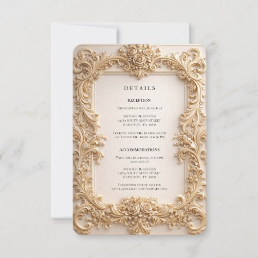 Invitation Baroque QR Code Details Wedding Enclosure Card (Devant)