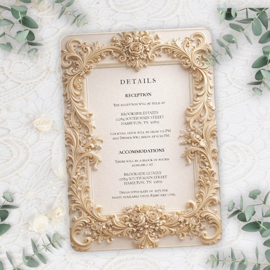 Invitation Baroque QR Code Details Wedding Enclosure Card