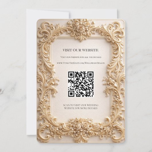 Invitation Baroque QR Code Wedding Details Enclosure Card (Dos)