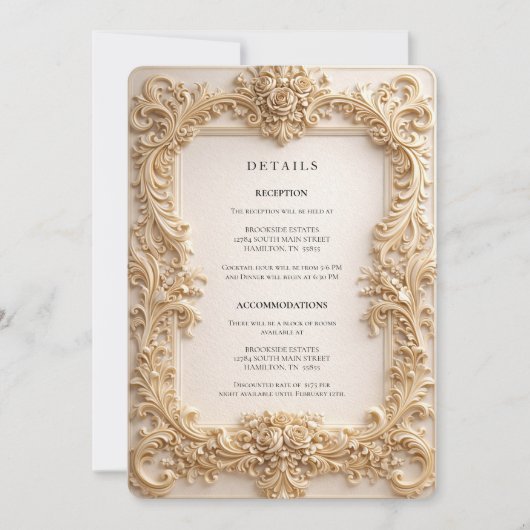Invitation Baroque QR Code Wedding Details Enclosure Card (Devant)