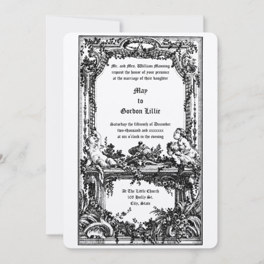Invitation Baroque Rococo Cherubs Floral Mariage Frontière de (Devant)