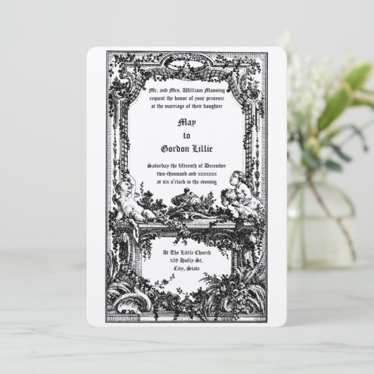 Invitation Baroque Rococo Cherubs Floral Mariage Frontière de (Debout devant)