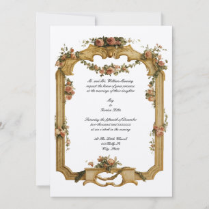 Invitation Baroque Rococo Fleurs et Fruits Couleur Mariage
