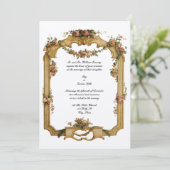Invitation Baroque Rococo Fleurs et Fruits Couleur Mariage (Debout devant)