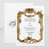 Invitation Baroque Rococo Fleurs et Fruits Couleur Mariage (Devant / Derrière)