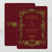 Invitation Baroque Rococo Golden Floral Garlands & Cherubs (Devant / Derrière)