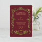 Invitation Baroque Rococo Golden Floral Garlands & Cherubs (Debout devant)