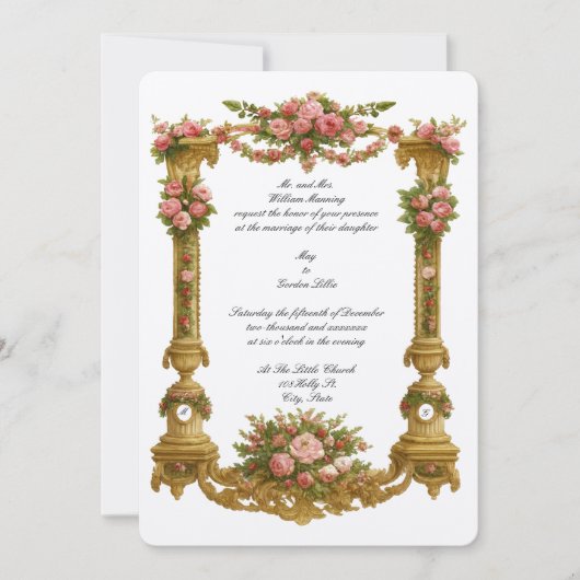 Invitation Baroque Rococo Pedestal Color Frame Wedding (Devant)