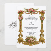 Invitation Baroque Rococo Pedestal Color Frame Wedding (Devant / Derrière)