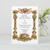 Invitation Baroque Rococo Pedestal Color Frame Wedding (Debout devant)