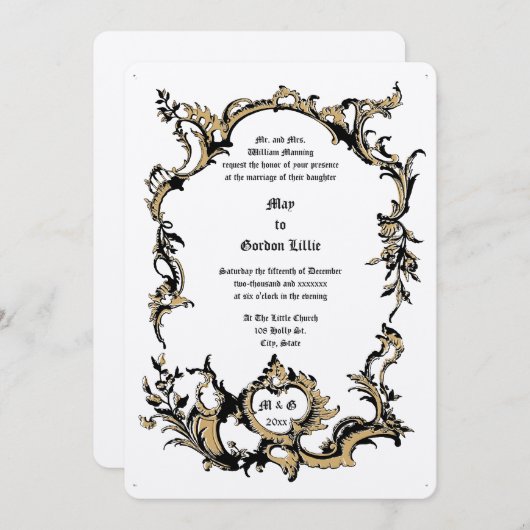 Invitation Baroque Rococo Rocaille 18th Century Frame Border (Devant / Derrière)