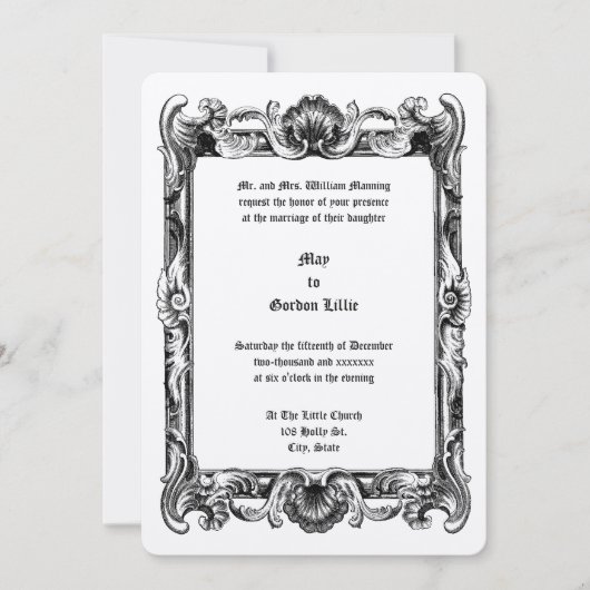 Invitation Baroque Rococo Rocaille Frame Mariage (Devant)